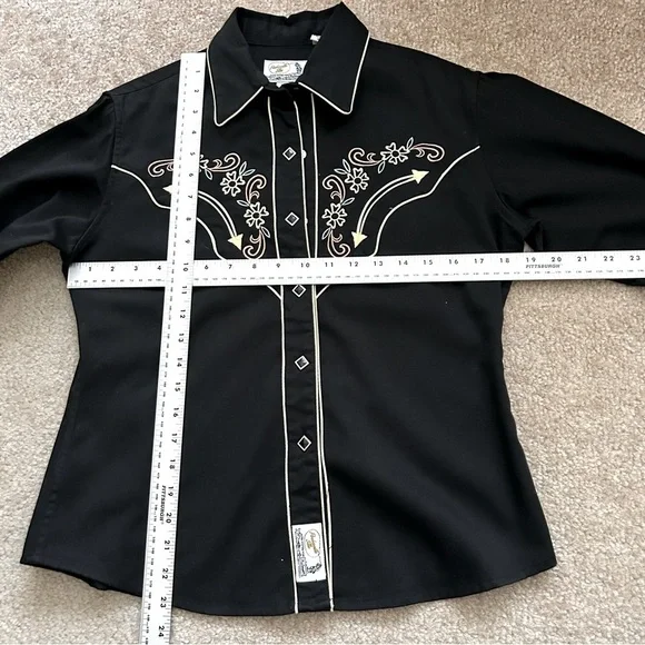 Panhandle Slim Retro Western Wear Long Sleeve Button Down Embroidered Shirt - Picture 5 of 7